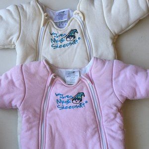 Baby Merlin's Magic Sleepsuits - Pink and Cream